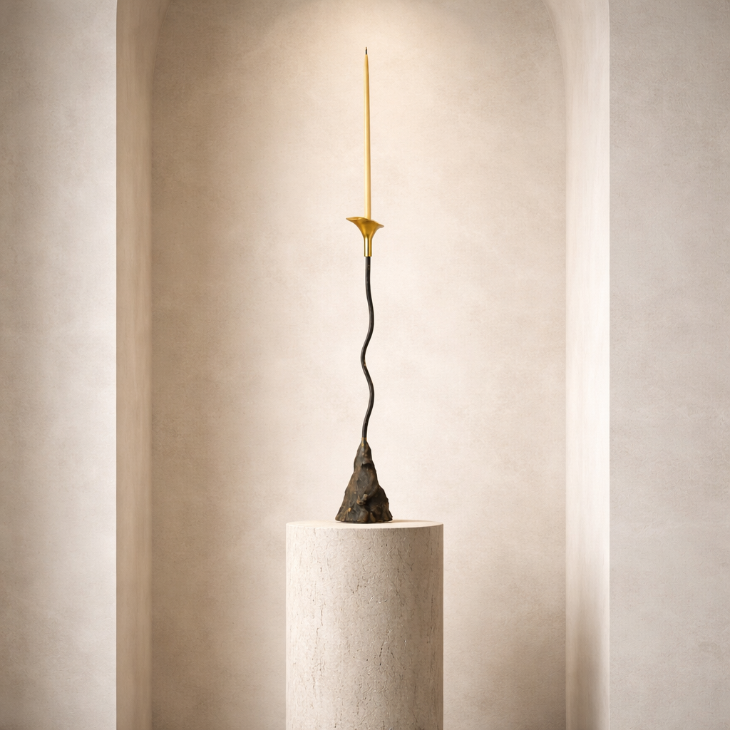 Calla Lily Iron Candlestick