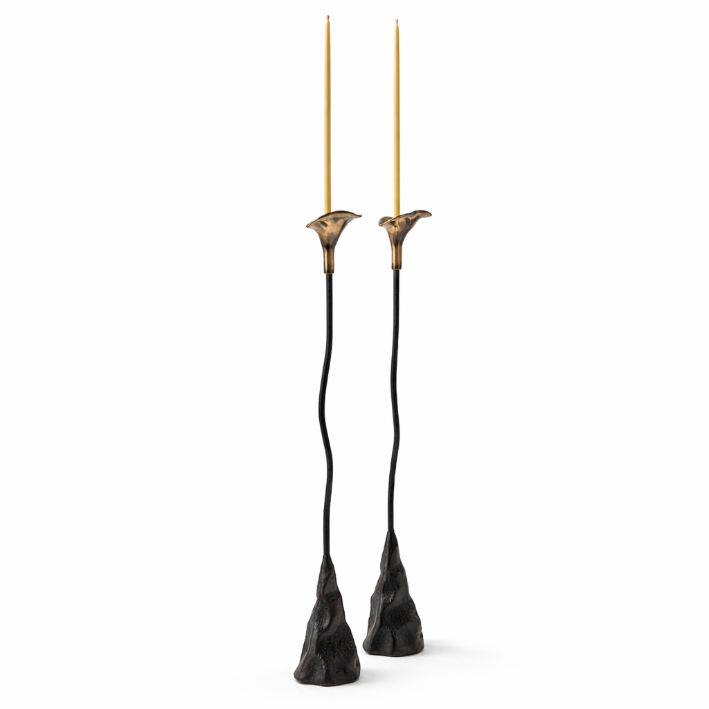 Calla Lily Iron Candlestick