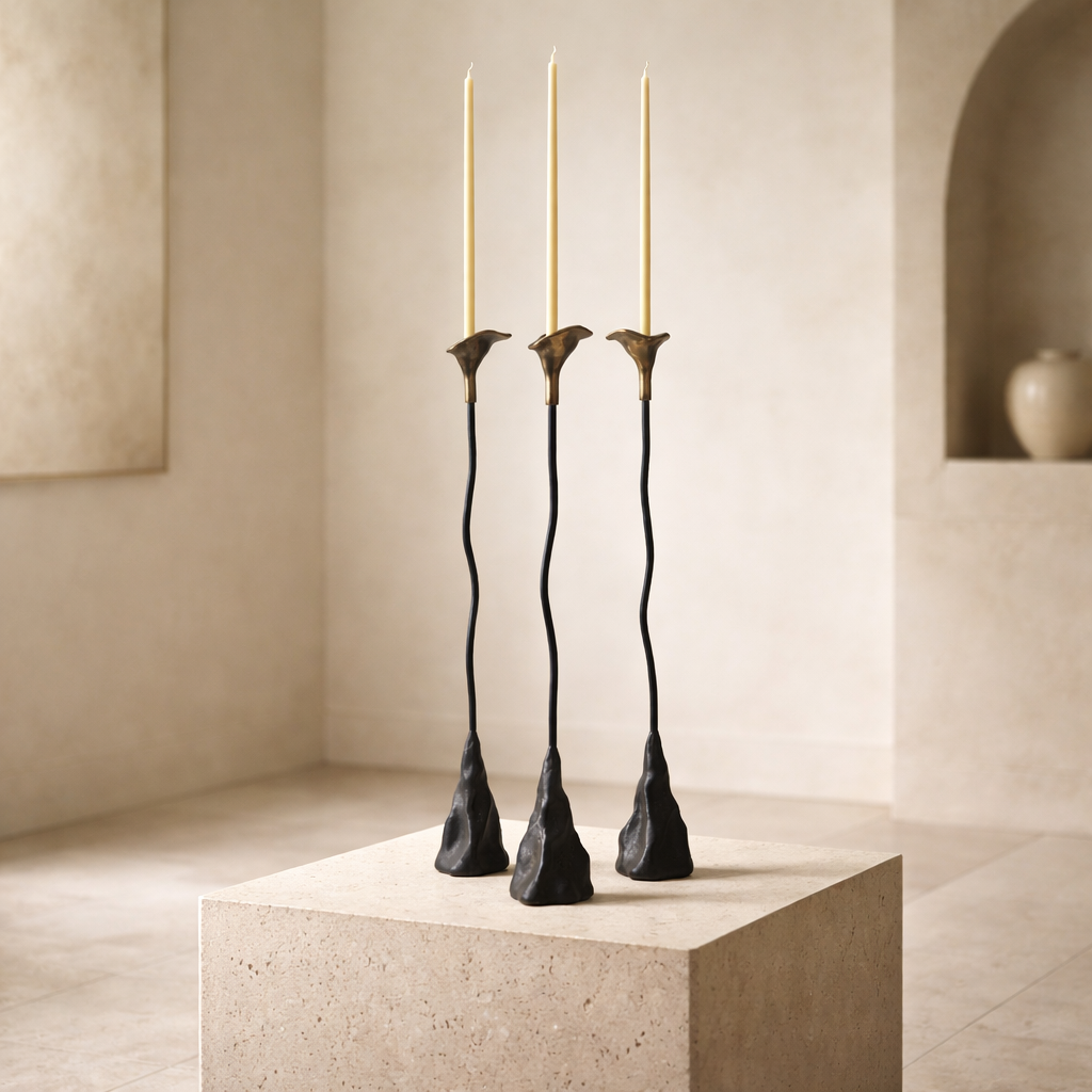 Calla Lily Iron Candlestick