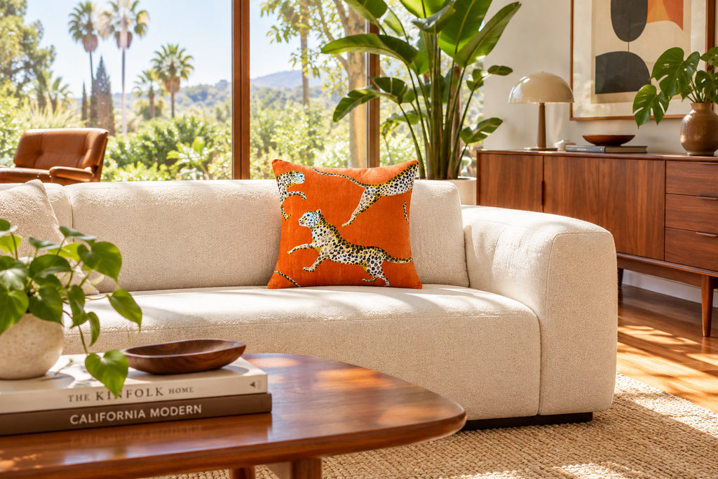 California MCM room with the real pillow photo composited in