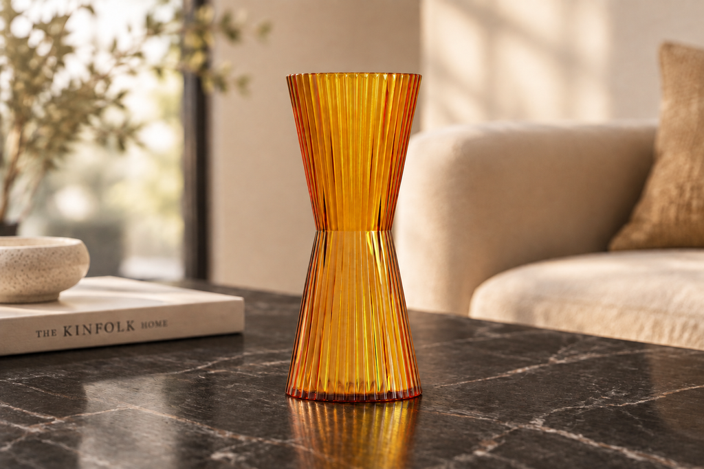 Citron Vessel close-up on a dark marble table