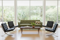 Coda Slatted Coffee Table in a clean bright living room without a rug