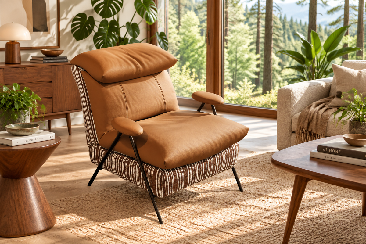 Ember Chenille Lounge Chair in Organic Modernism room