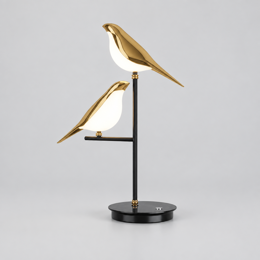 Goldie Birds Table Lamp on a clean plain studio background