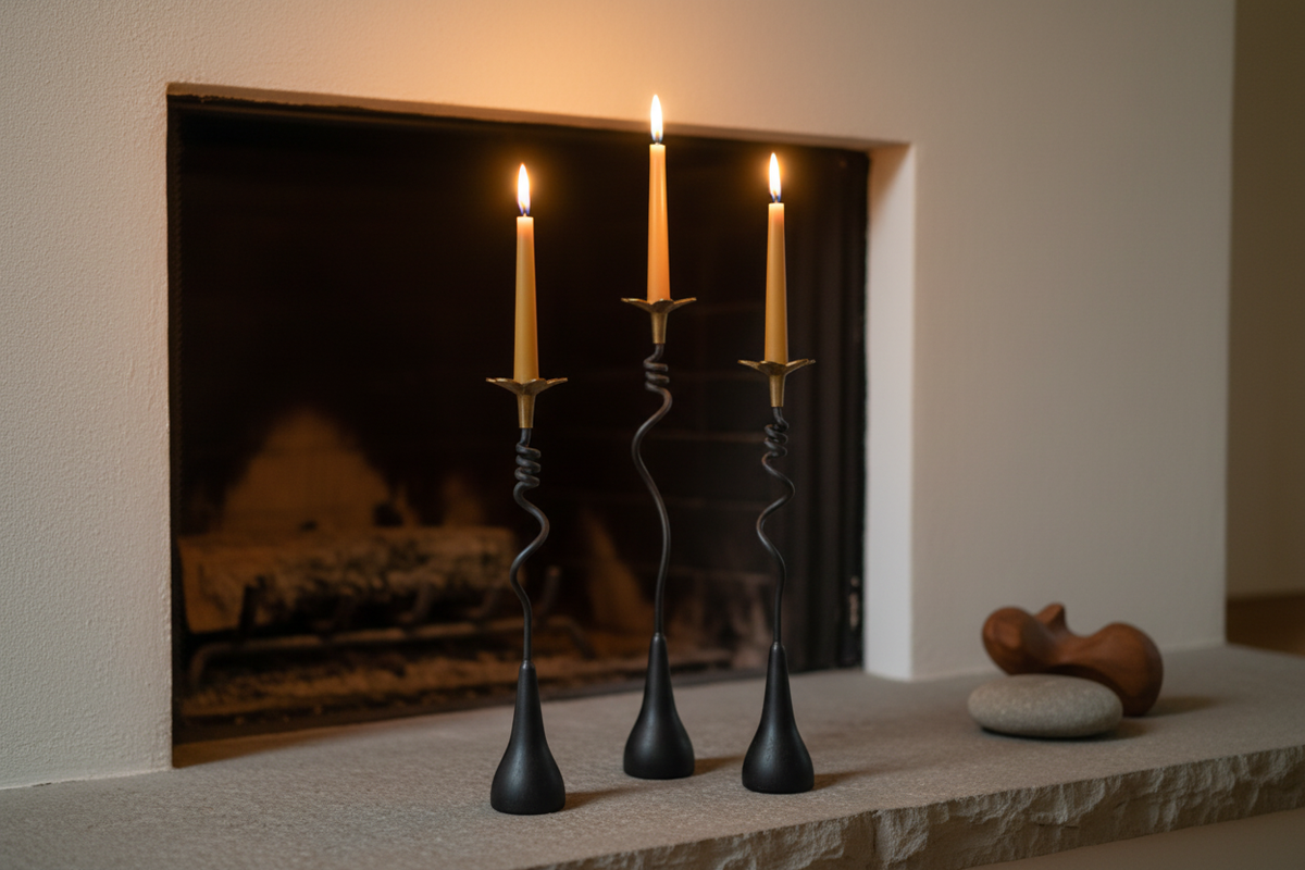 Jasmine Candlesticks on MCM Hearth
