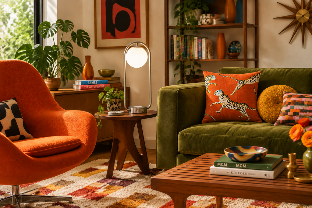 Original slat-wood/moss room with the real pillow photo composited in