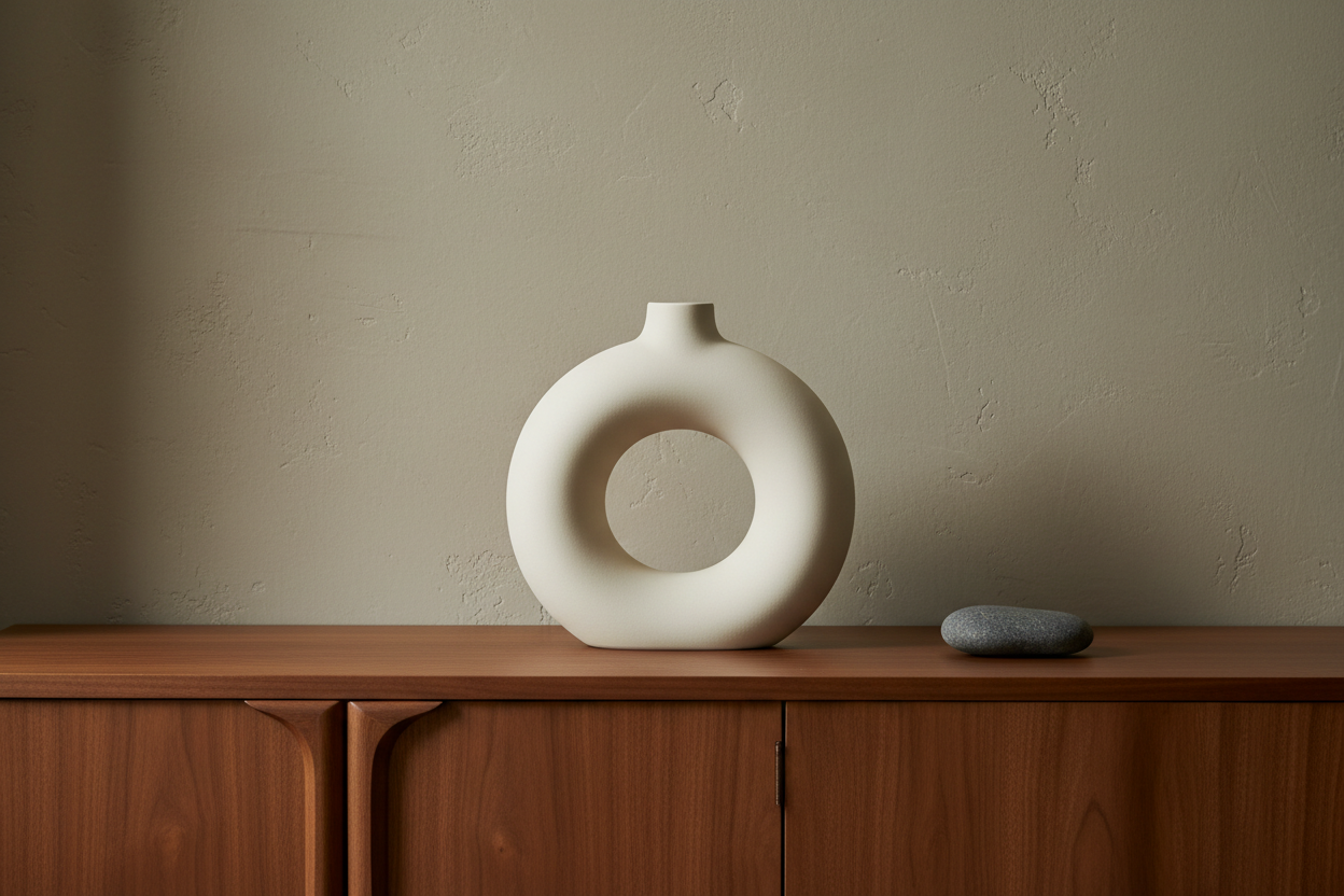 Polo Open-Form Vase on Credenza