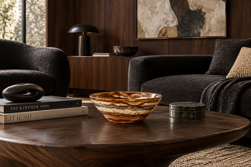 Sedona Onyx Bowl styled in Dark Walnut Organic Modernism