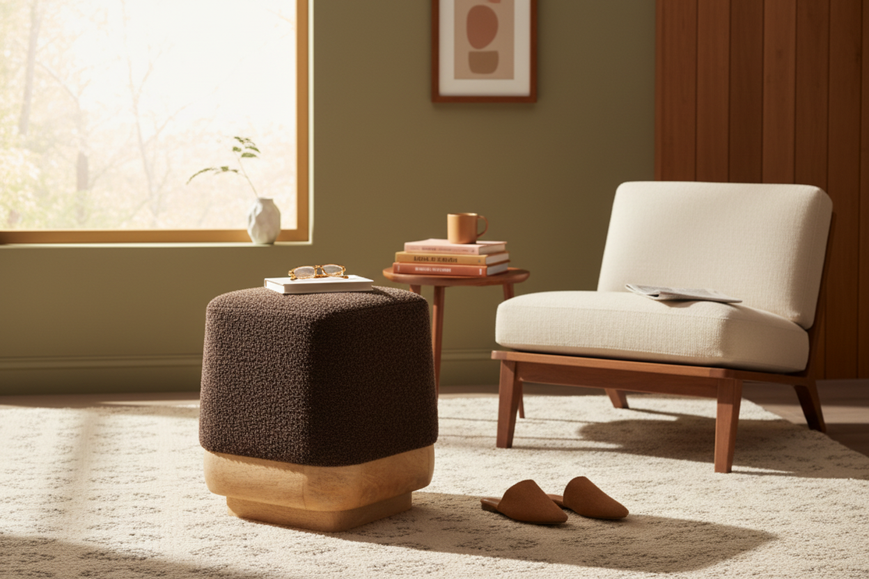 Sunday morning MCM ottoman lifestyle image