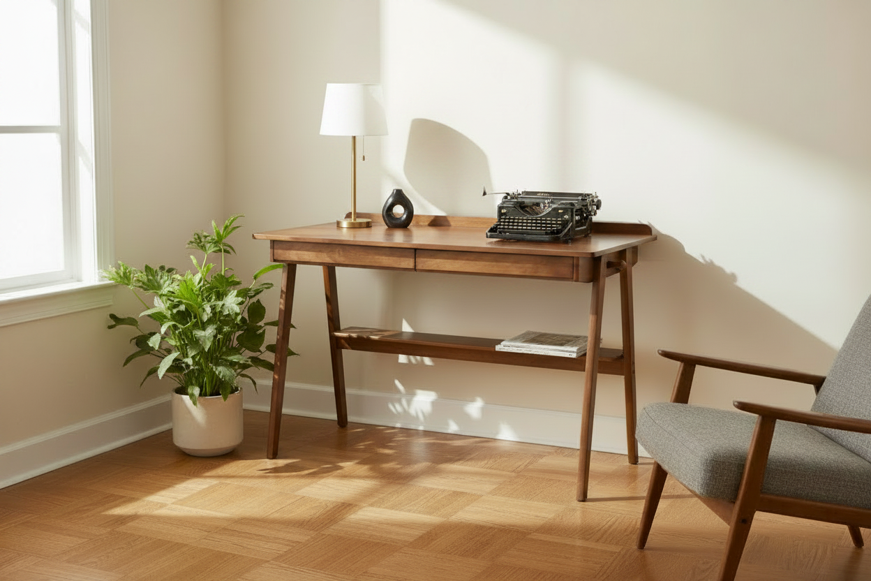 The Walden Desk — Tall Brass Lamp