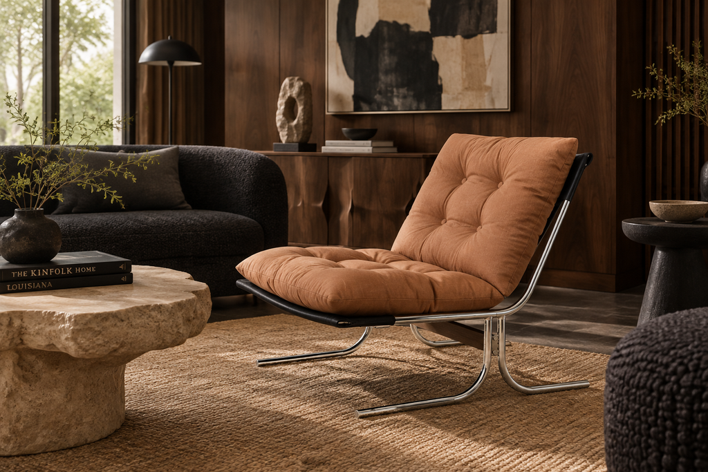Valencia Lounge Chair, different angle, Dark Walnut Organic Modernism
